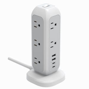 Power Strip Tower Socket Extension Lead with 11 Widely Spaced Outlets 4 USB Ports Extension Cord 6ft  Multi Outlets Charging