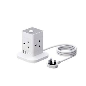 BS Standard UK 3 PIN Plug  Multiple Socket With Type C USB Port Charger Electric Tower Power Extension Lead